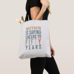 50th birthday party accessories favors tote bag<br><div class="desc">50th birthday party accessories favors and gifts. Striped backer. Part of a matching collection.</div>