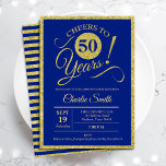 50th Birthday Party - ANY AGE Royal Blue Gold Invitation<br><div class="desc">50th birthday party invitation for men or women. Elegant invite card in royal blue with faux glitter gold foil. Features typography script font. Cheers to 50 years! Can be personalised into any year. Perfect for a milestone adult bday celebration.</div>