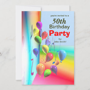 50th Birthday Party Balloon Wall Invitation