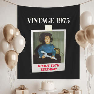 50th Birthday Party Banner Hello Fifty Birthday  Tapestry