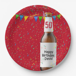 50th Birthday Party Beer Bottle Paper Plate