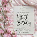 50th Birthday Party | Black and White Typography Invitation<br><div class="desc">This simple but ever-so-elegant design features modern black and white typography and the words "Fiftieth Birthday" in calligraphy script. The invitations reverse to a subtle, repeating Art Deco pattern in chromatic grey and black. Oozing sophistication and elegance, these fiftieth birthday invites will set the stylish tone for your celebrations. Order...</div>