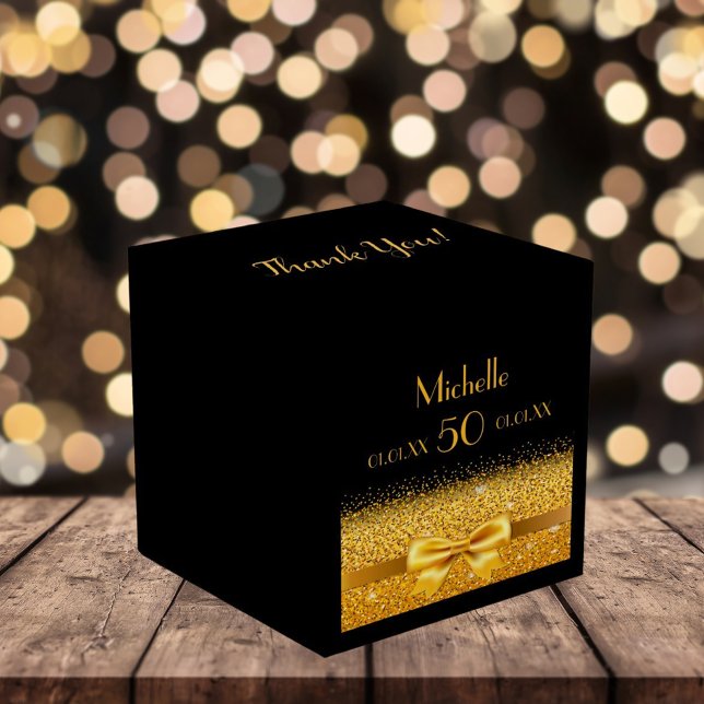50th birthday party black gold thank you favour box (Creator Uploaded)