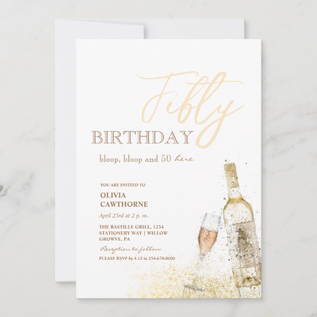 50th Birthday Party | Bloop, bloop and 50 here!  Invitation (Front)