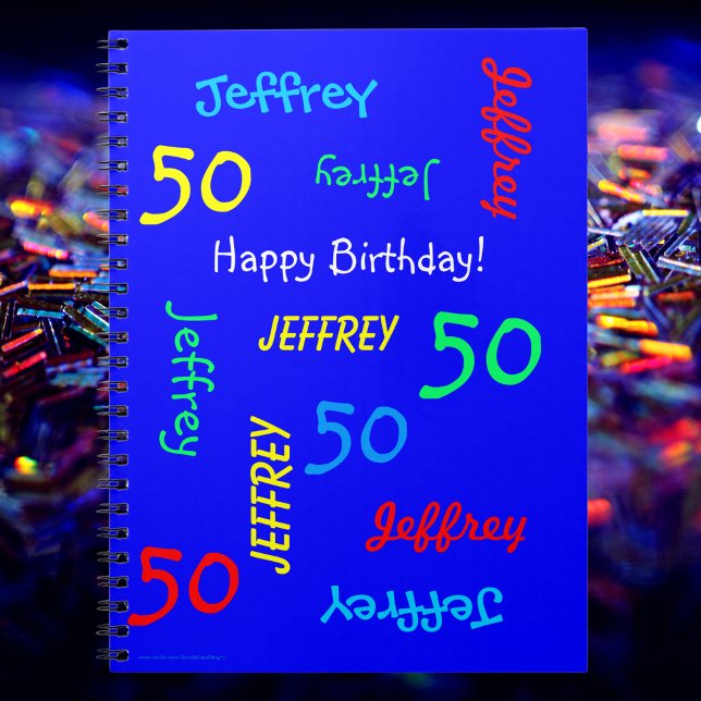 50th Birthday Party Blue Guest Book, Name Spiral Spiral Notebook (Creator Uploaded)