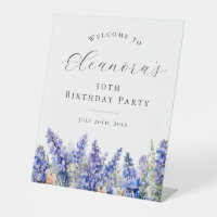 50th Birthday Party Blue July Birth Flower Welcome
