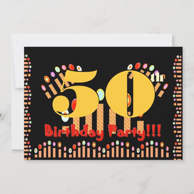 50th Birthday Party Candles Invitation Template (Front)
