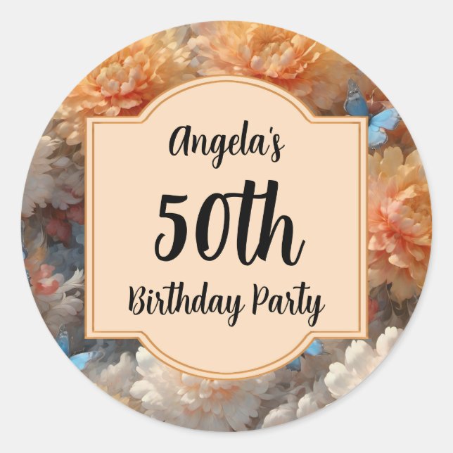 50th Birthday Party Classic Round Sticker (Front)