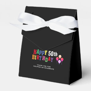 50th Birthday Party Colourful Thank You  Favour Box