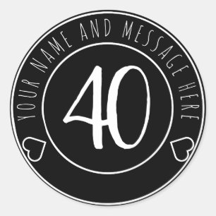 50th Birthday Party Cool Black and White Classic Round Sticker