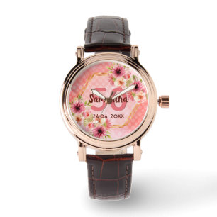 50th birthday party coral gold dahlia flowers watch