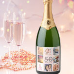 50th birthday party custom photo collage rose gold<br><div class="desc">A bottle label for a 50th birthday party, celebrating her life with a collage of 8 of your photos. Personalise and add a name, age 50 and a date. Date of birth or the date of the party. Grey and dark rose gold coloured letters. A girly and feminine rose gold,...</div>