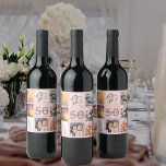50th birthday party custom photo collage rose gold wine label<br><div class="desc">A bottle label for a 50th birthday party, celebrating her life with a collage of 8 of your photos. Personalize and add a name, age 50 and a date. Date of birth or the date of the party. White and dark rose gold colored letters. Elegant and trendy rose gold, blush...</div>