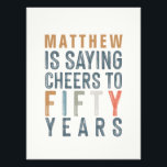 50th birthday party decor photo print<br><div class="desc">50th birthday party decor poster. Part of a coordination collection. Modern typography design hand pained lettering effect.</div>