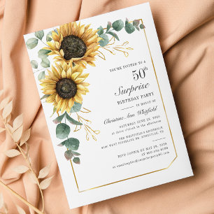 50th Birthday Party Eucalyptus Sunflower Invite