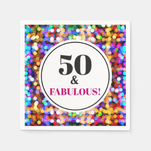 50th Birthday Party Fabulous Festive Bokeh Lights Napkin