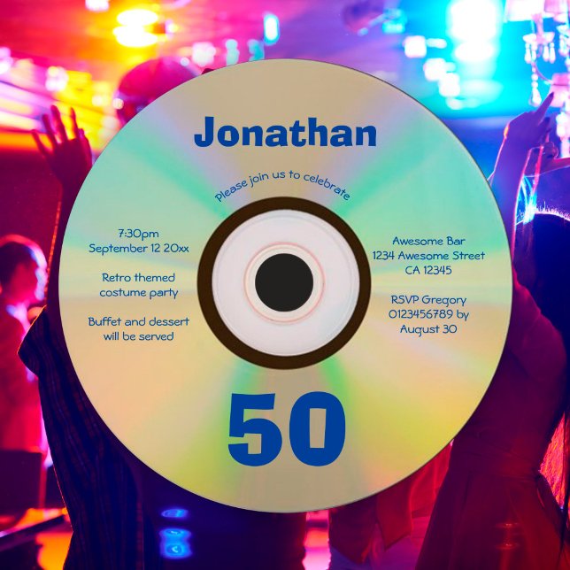50th Birthday Party Faux CD Retro 90s music Invitation (Creator Uploaded)