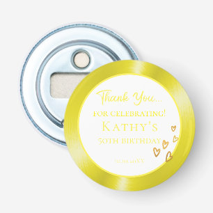 50th Birthday Party Favor Gold Hearts  Bottle Opener