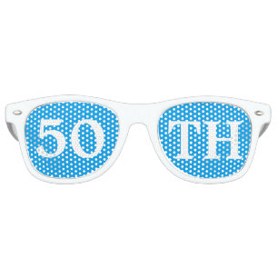 50th Birthday Party Favour Cool Blue White Retro Sunglasses