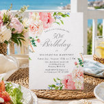 50th Birthday Party Feminine Pink Roses Floral Invitation<br><div class="desc">A beautiful and feminine party invitation to celebrate a 50th birthday in elegant style. This floral design is bordered with a frame of charming pink roses and greenery.  This invitation is available as a printed invitation or digital download.</div>