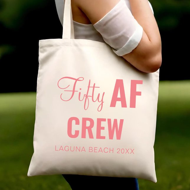 50th Birthday Party Fifty AF Crew Squad Group Gift Tote Bag (Creator Uploaded)