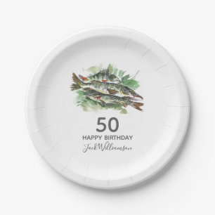 50th Birthday Party   Fishing   Watercolor Fish Paper Plate