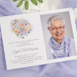 50th Birthday Party Flower Bouquet Photo Surprise Invitation<br><div class="desc">An elegant watercolor floral bouquet of vintage flowers decorates the top of this 50th birthday surprise party invitation. The soft pastel flowers are accented with modern line art. The birthday celebrant's name is written in a modern,  simple script. There are matching signs and party decorations available.</div>