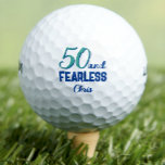 50th birthday party for men awesome golf balls<br><div class="desc">These awesome 50th birthday fifty years old party golf balls for men are a perfect gift for a golf lover. Surprise your golfer dad, granddad, brother, your friend or colleague. Celebrate with family and friends all fifty years. Personalise with the birthday boy's name. Modern cool blue green typography. Enjoy this...</div>