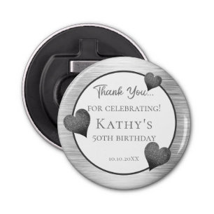 50th Birthday Party Gift Silver Bottle Opener