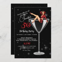 50th Birthday Party Girl In Martini Glass 