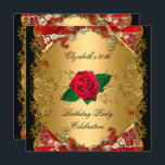 50th Birthday Party Gold Black Red Roses Invitation<br><div class="desc">Elite Elegant Invitation 50 50th Birthday Party Gold Black Red  Floral Flowers Image Trim</div>