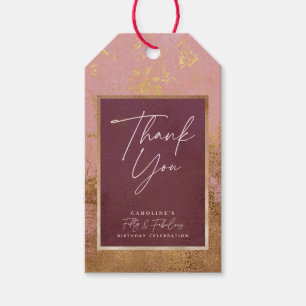 50th Birthday Party Gold & Pink Thank You Gift Tag