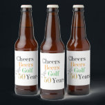 50th Birthday Party Golf Cheers Beers Beer Bottle Label<br><div class="desc">This is a cool and modern, 50th birthday, golf party design. It is a simple, minimal design, in classic black and white with pops of orange, green and gold coloured typography. Perfect for a cool and fun, golf and beer themed, 50th birthday party. This design is fully customisable, simply use...</div>