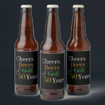 50th Birthday Party Golf Cheers Beers Black Gold Beer Bottle Label<br><div class="desc">This is a cool and modern, 50th birthday, golf party design. It is a simple, minimal design, in classic black and gold typography with pops of orange and green. Perfect for a cool and fun, golf and beer themed, 50th birthday party. This design is fully customisable, simply use the personalise...</div>