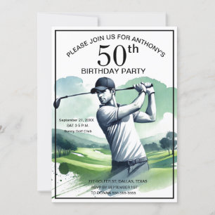 50th Birthday Party Golfer Sports Par Adult Golf Invitation