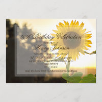 50th Birthday Party Invitation Featuring Sunflower