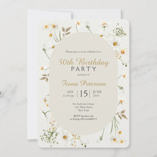 50th Birthday party invitation for her (Front)