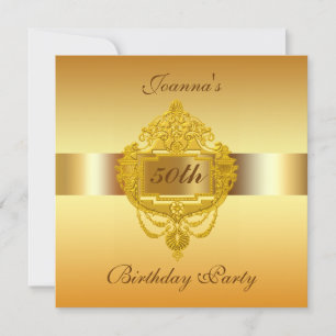 50th Birthday Party Invitation gold