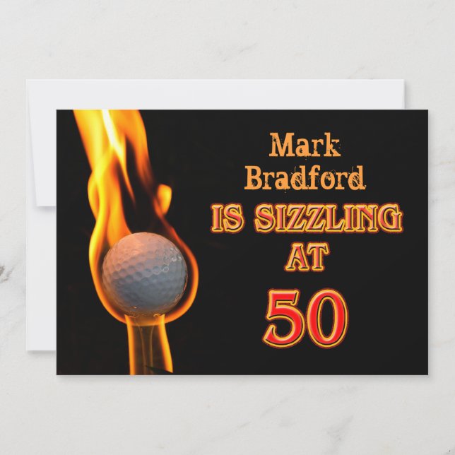 50th Birthday Party Invitation - Golf - Sizzling! (Front)