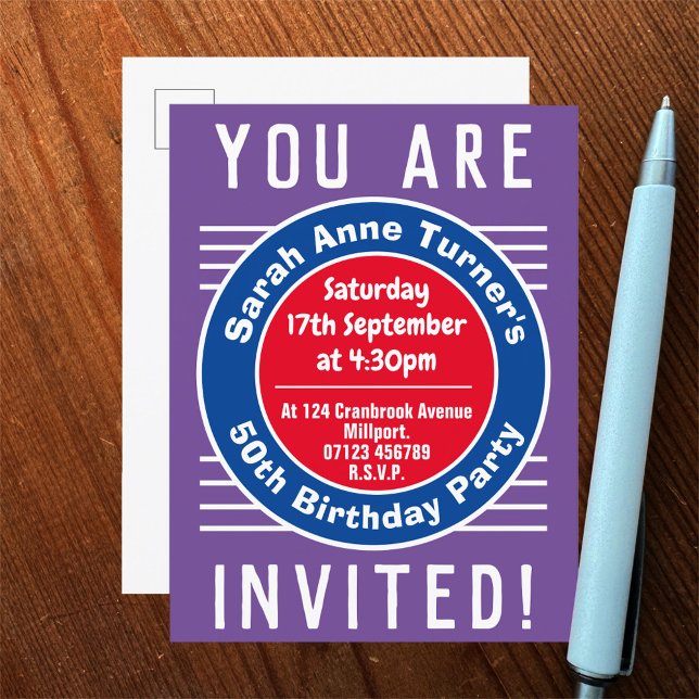 50th Birthday Party Invitation Postcard (Creator Uploaded)