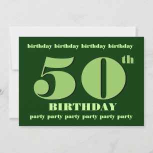 50th Birthday Party Invitation Template Green