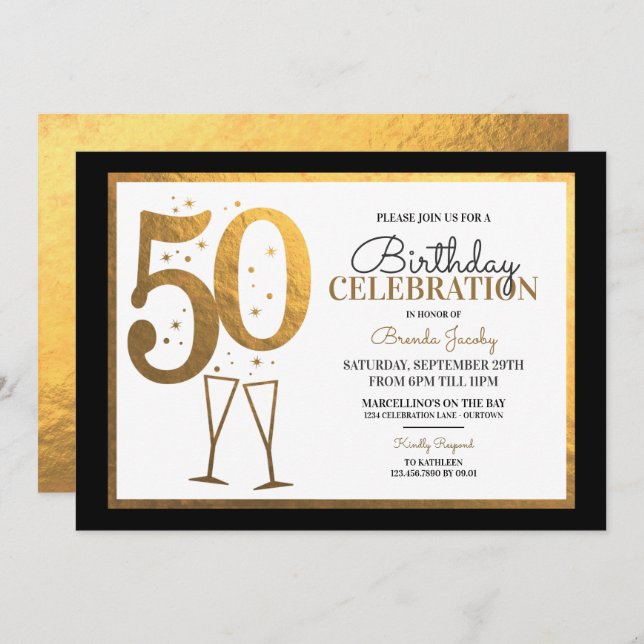 50th Birthday Party Invitations (Front/Back)