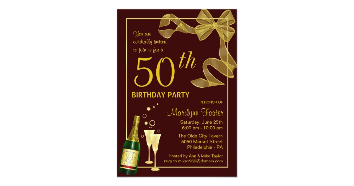50th Birthday Party Invitations Customise the Year 