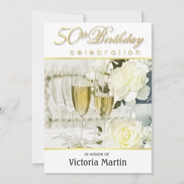 50th Birthday Party Invitations - For Her (Front)