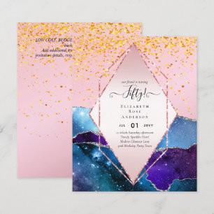 50th Birthday Party Invitations Glitter Glamour