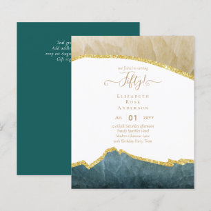 50th Birthday Party Invitations Glitter Glamour
