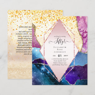 50th Birthday Party Invitations Glitter Glamour