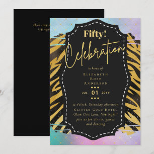50th Birthday Party Invitations Glitter Glamour
