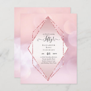 50th Birthday Party Invitations Glitter Glamour