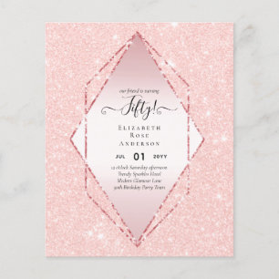 50th Birthday Party Invitations Glitter Glamour Flyer